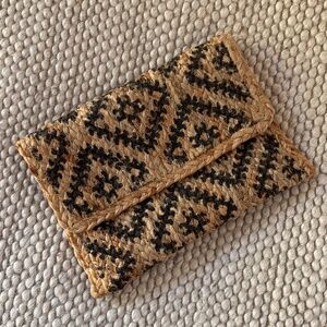 Woven Black and Natural Tan Clutch